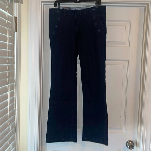 Tommy Hilfiger Denim Trouser Jeans Sailor Front Nautical Flare Stretch Flap - Picture 2 of 8